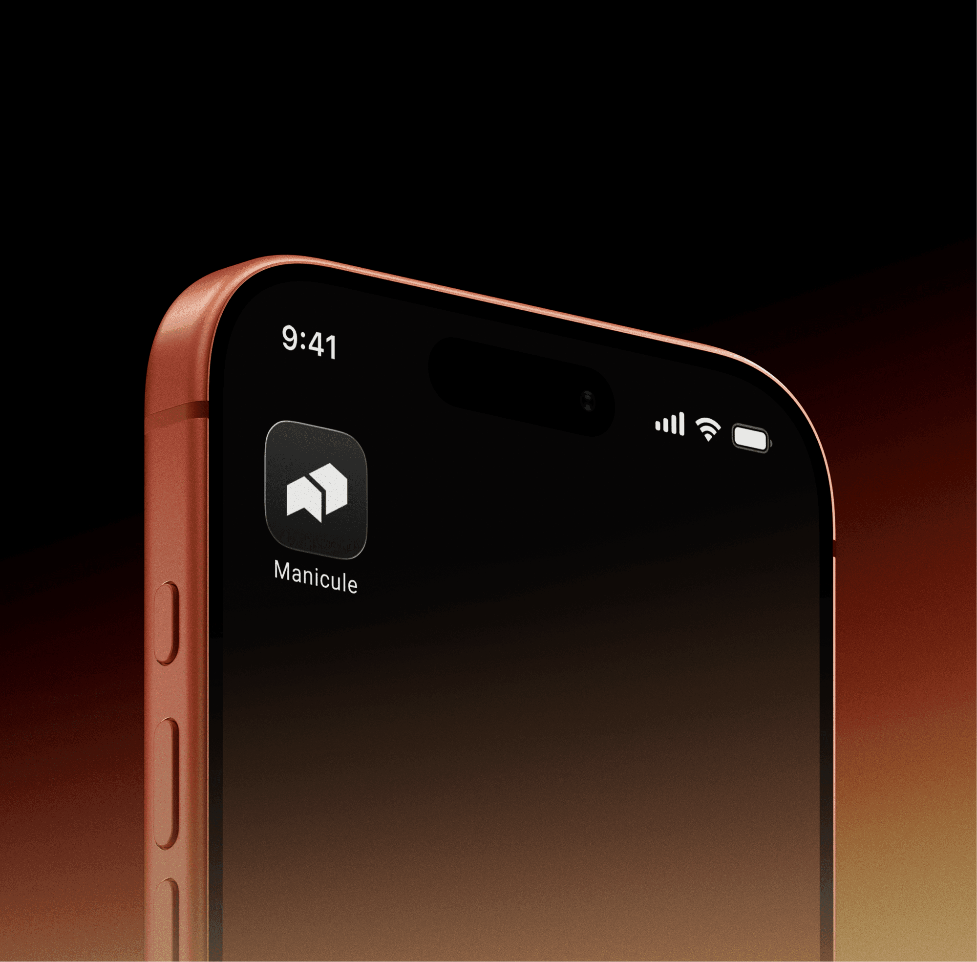 iPhone home screen showing the Manicule app icon.