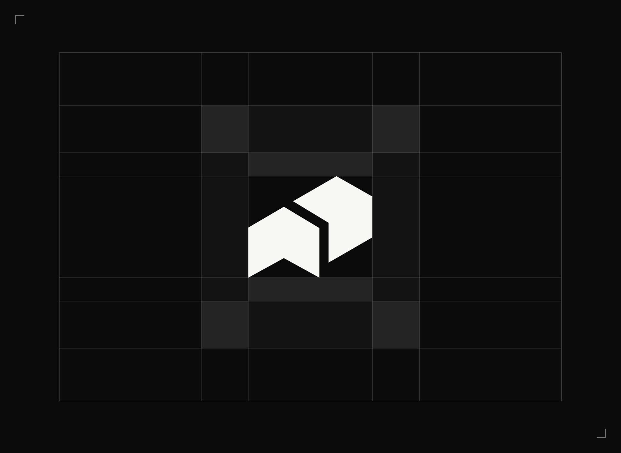 Logo clearspace grid showing the mark centred with measured margins.